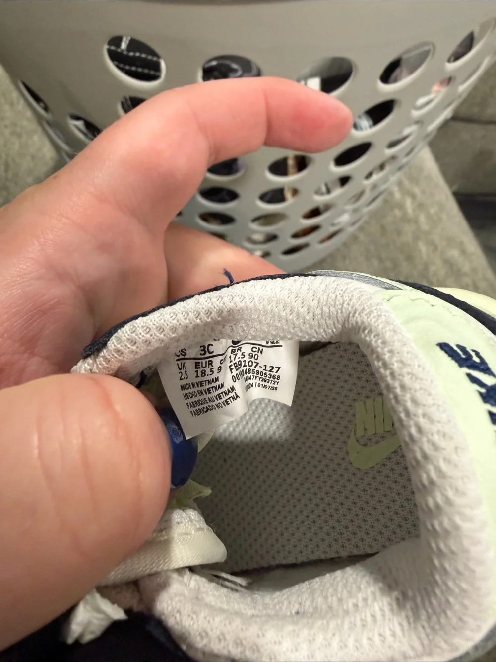 Nike Kids Low-Top Sneakers in Navy, White, Pale Green